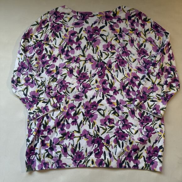 Lands End 100%  Floral Crew Neck Pullover Sweater Large (12-14) - Picture 7 of 7